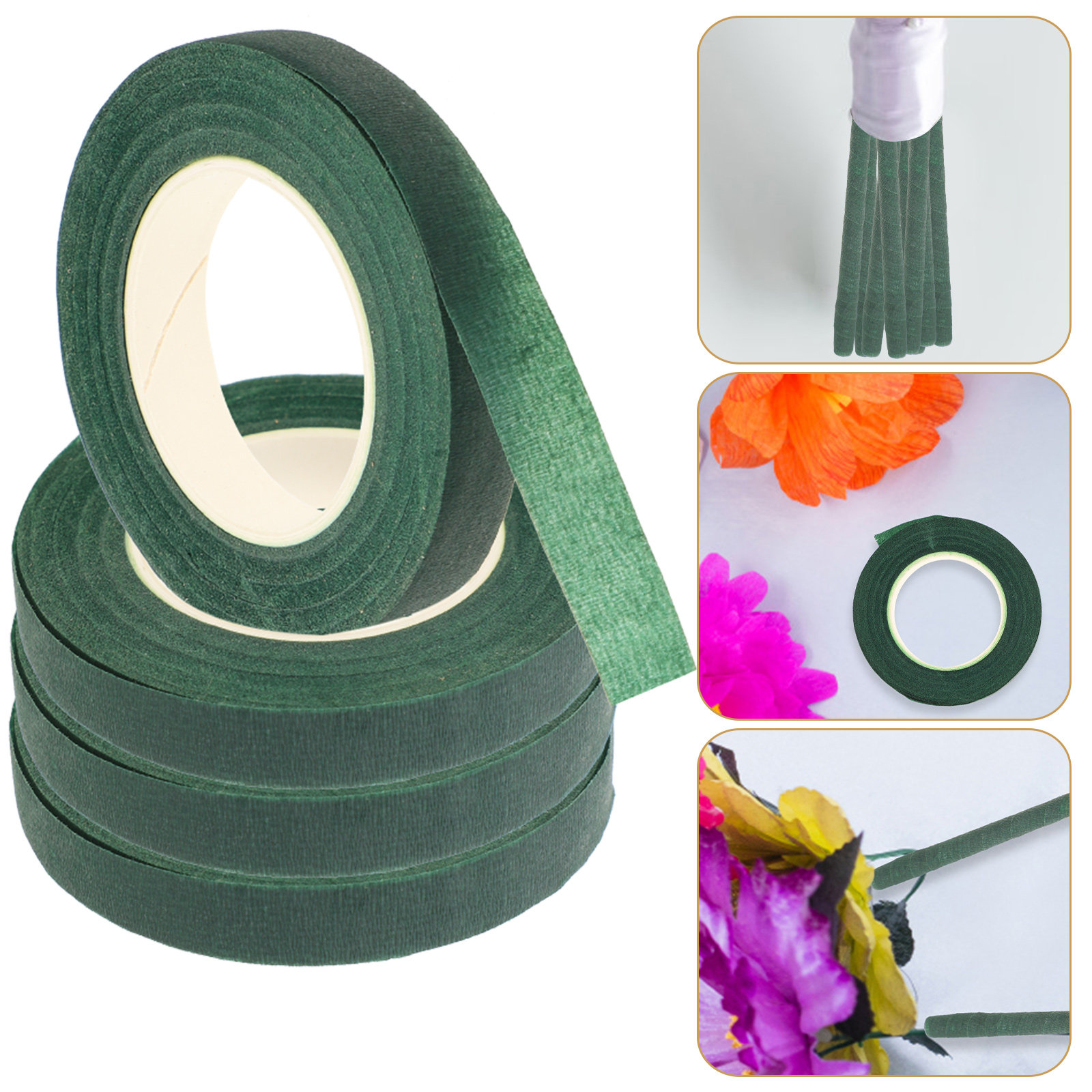 Florist Wreath Supply - Cinta floral verde elástica de 4