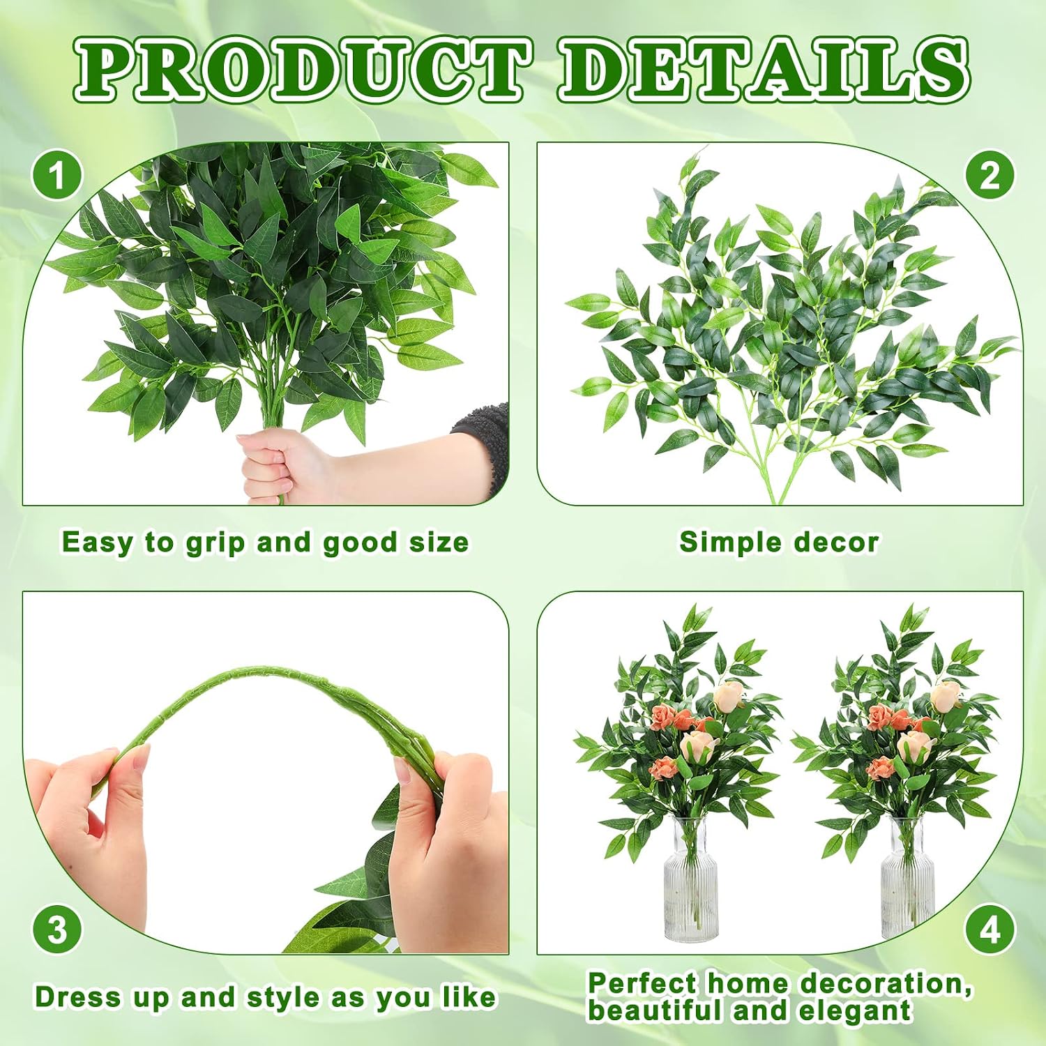 100 Piezas de Ramas Artificial - Ruscus Stem Faux reseña y precio